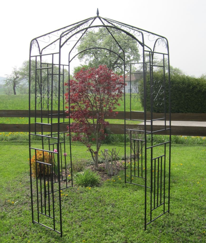 Eleganter XXL Rosenbogen Rankhilfe Pergola aus Metall schwarz Mod. RB5001B