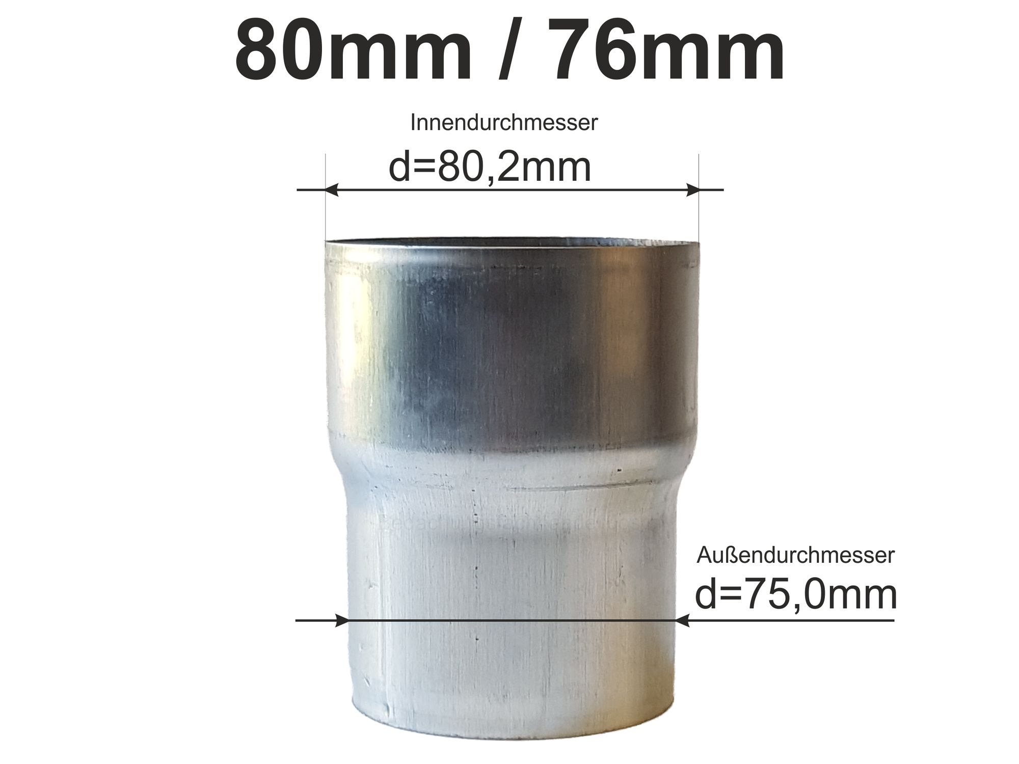 Zink Reduzierstück d= 80 auf 76mm oder Übergang auf HT 75mm - Fallrohr Zink Reduzierstück d= 80 auf 76mm oder Übergang auf HT 75mm - Fallrohr
