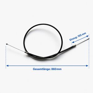 Bremszug 860 mm mit 155 mm Einzug für Kinderquad – Abmessungen Bremszug 860 mm mit 155 mm Einzug für Kinderquad, technische Abmessungen