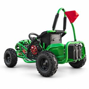 Kinderbuggy 80 ccm, 4-Takt – Grün, Heckansicht schräg links