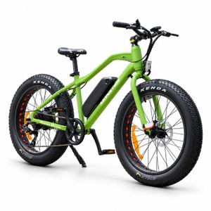 Kinder-E-Fatbike Monster 24 Zoll, 250 W – Grün, Frontansicht schräg rechts Kinder-E-Fatbike Monster 24 Zoll, 250 W – Grün, Frontansicht schräg rechts