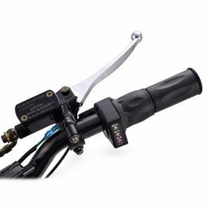 Highper Elektro-Dirtbike für Kinder, 1200W und 48V, Grün: mit Gasgriff, Ladestandsanzeige und Bremshebel.