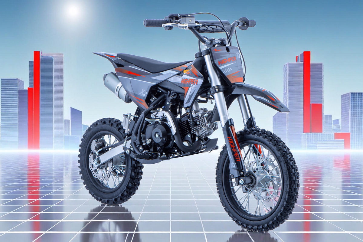 Highper Dirtbike 125ccm 4-Takt Kinder Cross Bike mit Gangschaltung