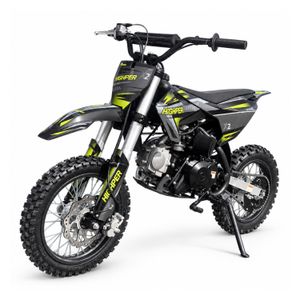 Highper DB606 Kinder-Dirtbike in Schwarz/Grün: Schrägansicht vorne links.
