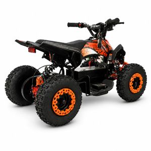 Elektro Pocketquad Q-Limited Orange Heck-Dreiviertel links weit Elektro Kinderquad 1000 Watt 36 Volt Q-Limited Orange – Heck-Dreiviertel links weit