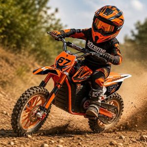 Kindermotorrad elektrisch 1000 W 36 V – Orange – Actionaufnahme Kindermotorrad elektrisch 1000 W 36 V – Orange – Actionaufnahme