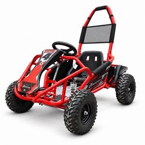 Kinder-Gokart 98 ccm, Benzin – Rot, Frontansicht links, Studioaufnahme Kinder-Gokart 98 ccm, Benzin – Rot, Frontansicht links, Studioaufnahme