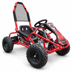 Kinder-Gokart 98 ccm, Benzin – Rot, Frontansicht rechts, Studioaufnahme Kinder-Gokart 98 ccm, Benzin – Rot, Frontansicht rechts, Studioaufnahme
