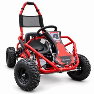 Kinder-Gokart 98 ccm, Benzin – Rot, Frontansicht schräg rechts Kinder-Gokart 98 ccm, Benzin – Rot, Frontansicht schräg rechts