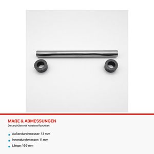 Distanzhülse 13 × 11 × 166 mm mit Buchsen für A-Arm, technische Abmessungen