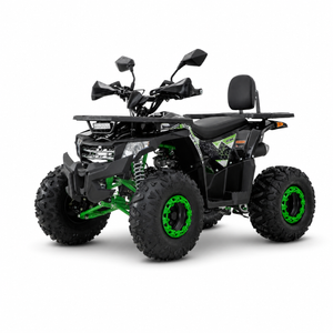 Seitliche Ansicht des Elektro Kinderquads FC1500 mit robustem Offroad-Design und grün-schwarzen Akzenten.