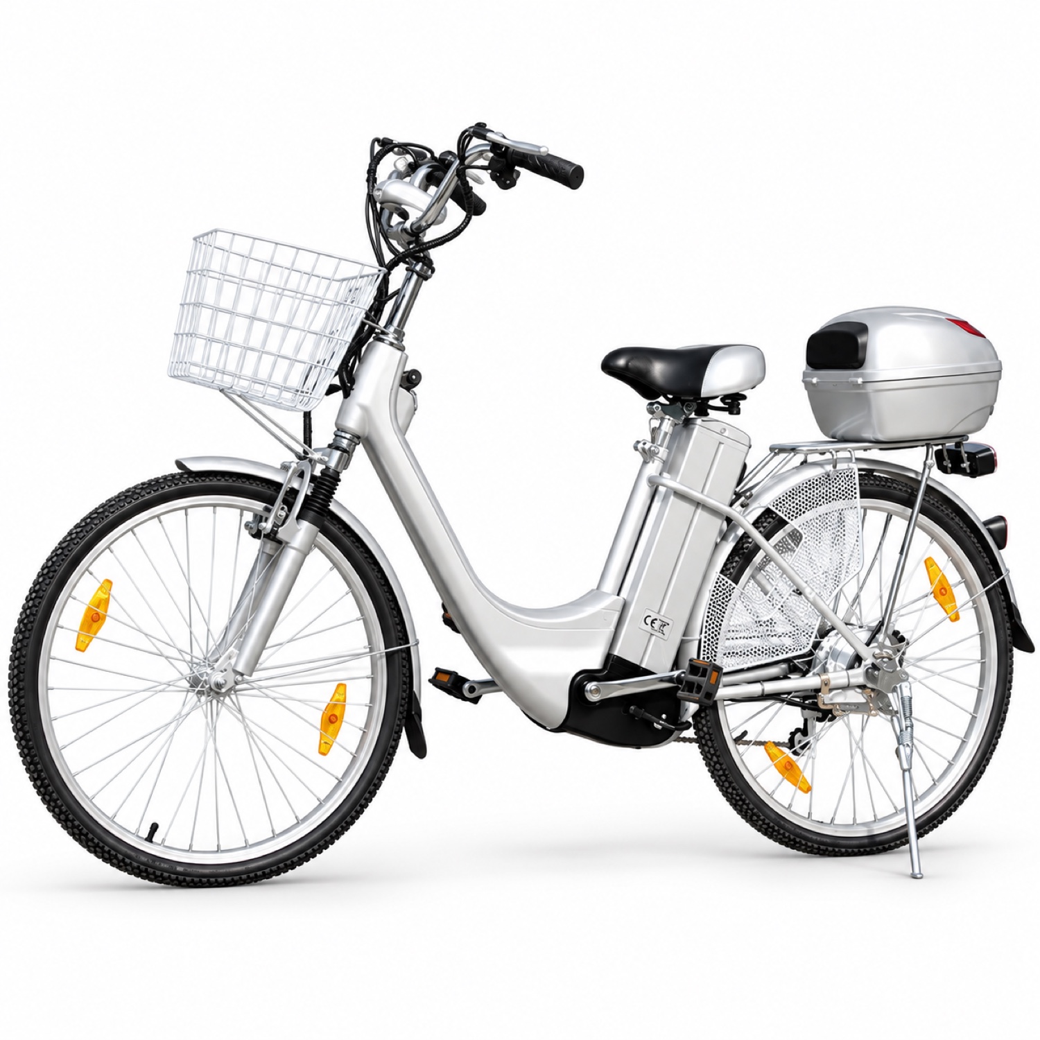 City E-Bike 250 W – 26 Zoll mit Korb & Topcase