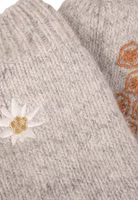 Detailbild der Glücksbringer Stricksocke mit Edelweißblüten-Stickerei unterhalb des Bündchens