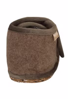 von hinten rosa Kinderfilzriegelschuhe mit taupe-braunem Filzriegelverschluss oben