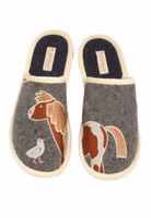 Grauer Pantoffel Ponymotiv Adelheid Pony Filzpantoffel