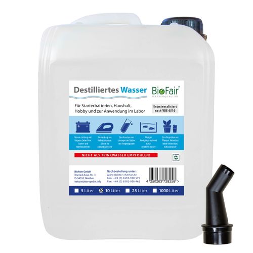 Destilliertes Wasser nach VDE 0510 im 10-Liter-Kanister