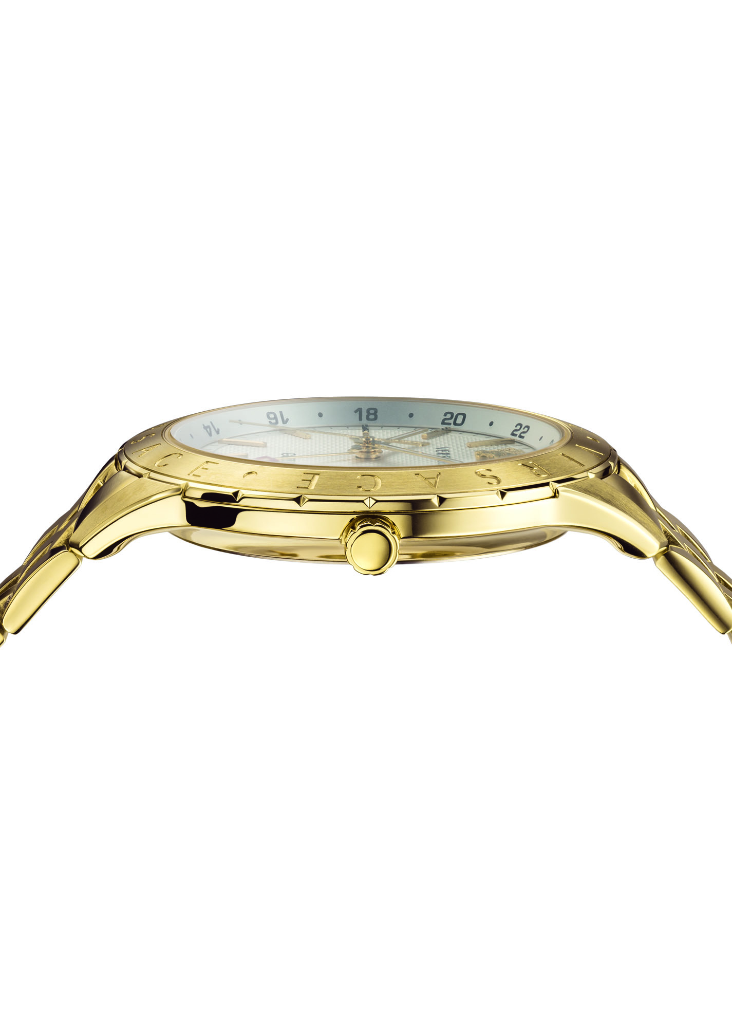 VERSACE ヴェルサーチ VEBK00518 Versace Univers Men's Watch Champagne Steel Strap White Dial GMT