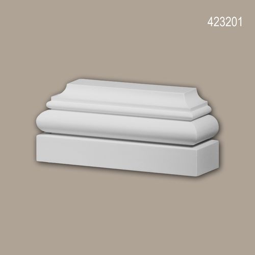 Base di pilastro Profhome 423201 elemento di facciata pilastro cornice per esterno stile ionico bianco