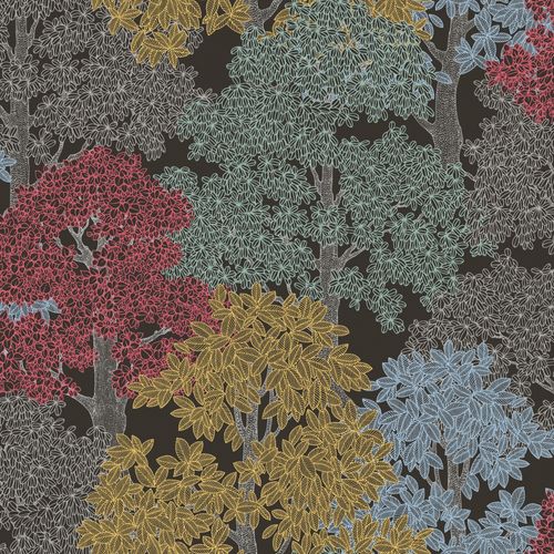 Carta da parati natura Profhome 377532-GU Carta da parati TNT liscia design opaca marrone nero giallo rosso 5,33 m2