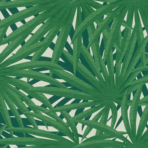 Carta da parati floreale Profhome 378613-GU Carta da parati TNT liscia con motivo floreale opaca verde bianco 5,33 m2