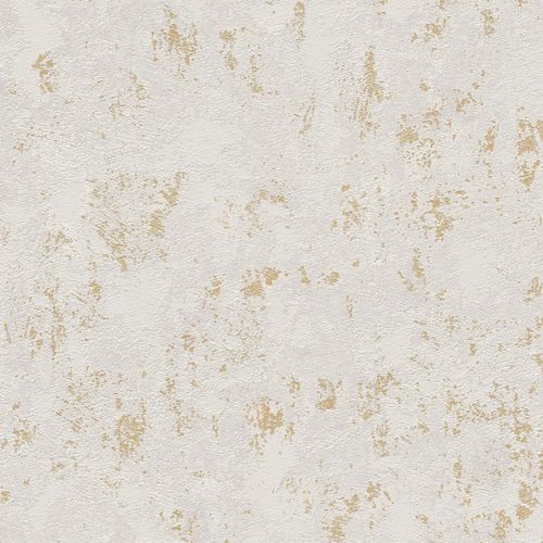 Carta da parati effetto stucco intonaco Profhome 393871-GU Carta da parati TNT strutturata a rilievo ed accenti metallici grigio oro 5,33 m2