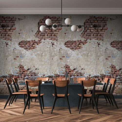 Sfondo fotografico Profhome 392351-GU Carta da parati TNT goffrata a caldo liscia con effetto mattone opaca beige marrone bianco-crema 1,59 m x 2,8 m