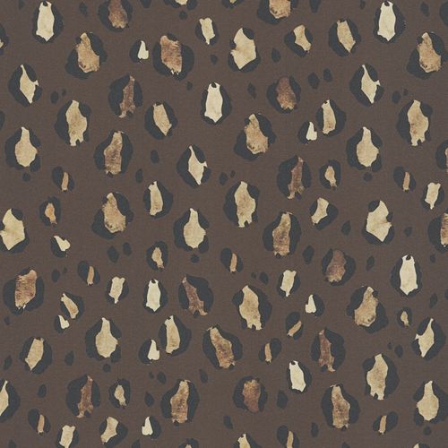 Carta da parati con animali Profhome 782163-GU Carta da parati TNT goffrata a caldo liscia leopardata opaca marrone nero beige 5,33 m2