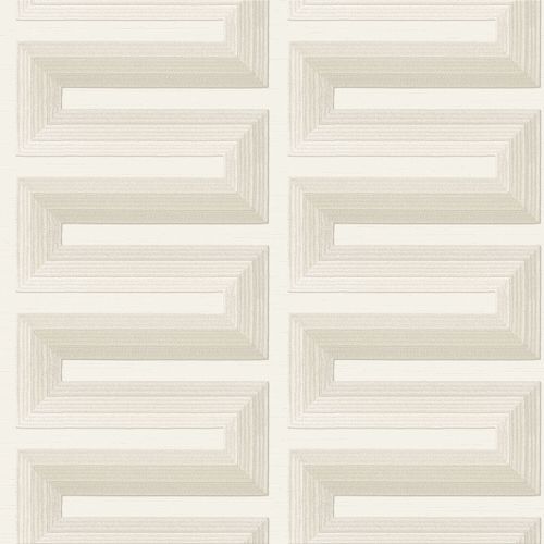 Carta da parati 3D Profhome RE521071-DI Carta da parati TNT goffrata a caldo goffrata con forme geometriche lucida crema bianco-puro bianco-perla 5,33 m2