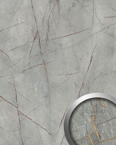 Pannello murale Aspetto pietra WallFace 28808 LIMESTONE Grey liscio Rivestimento murale con disegno astratto opaco autoadesivo grigio beige-grigiastro 2,6 m2