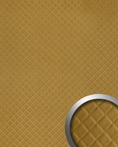 Pannello murale Aspetto tessile WallFace 32086 ROMBO 40 VELVET Curry trapuntato Rivestimento murale 3D opaco giallo 2,6 m2