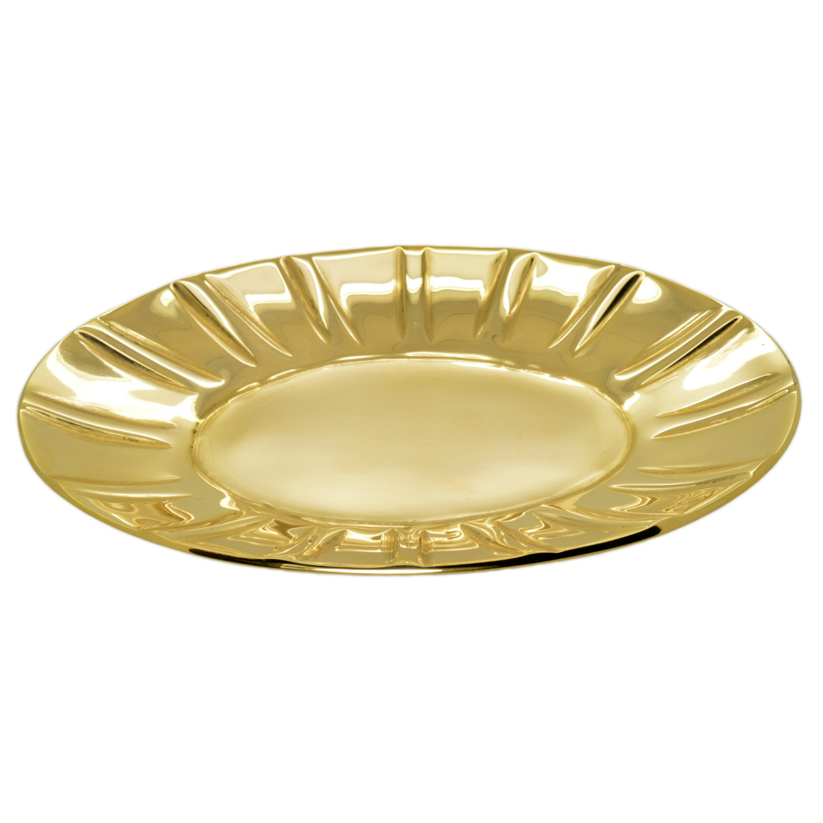 Kerzenteller Metall Messing gold oval 135x235mm