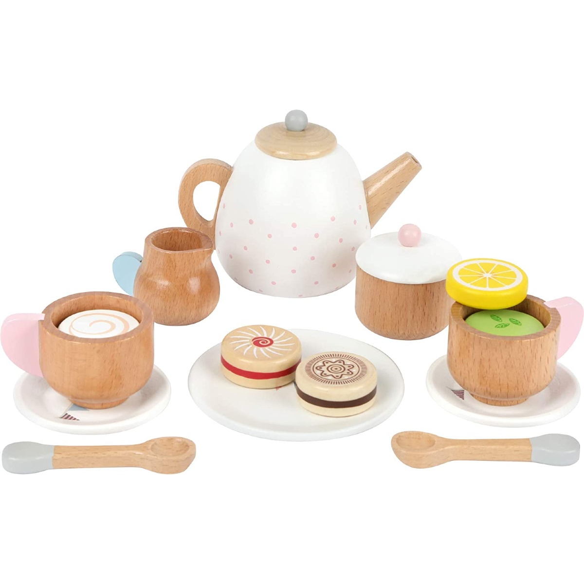 Teeservice aus Holz für Kinder Zubehör für Kinderküche Spielküche 17 Teilen