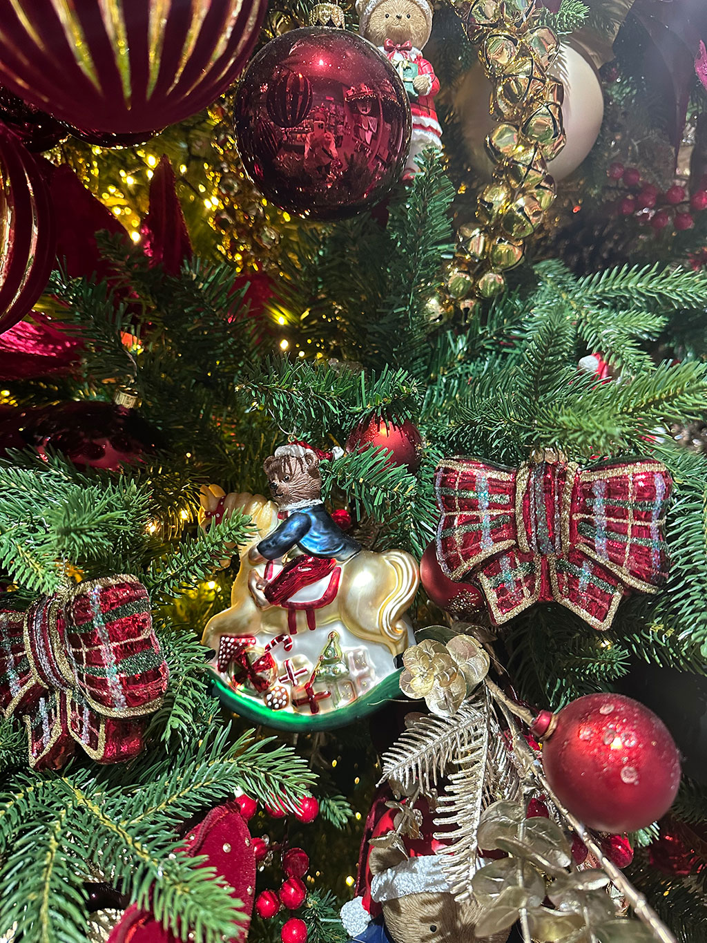Christbaumschmuck Glas Schleife 8cm rot grün gold