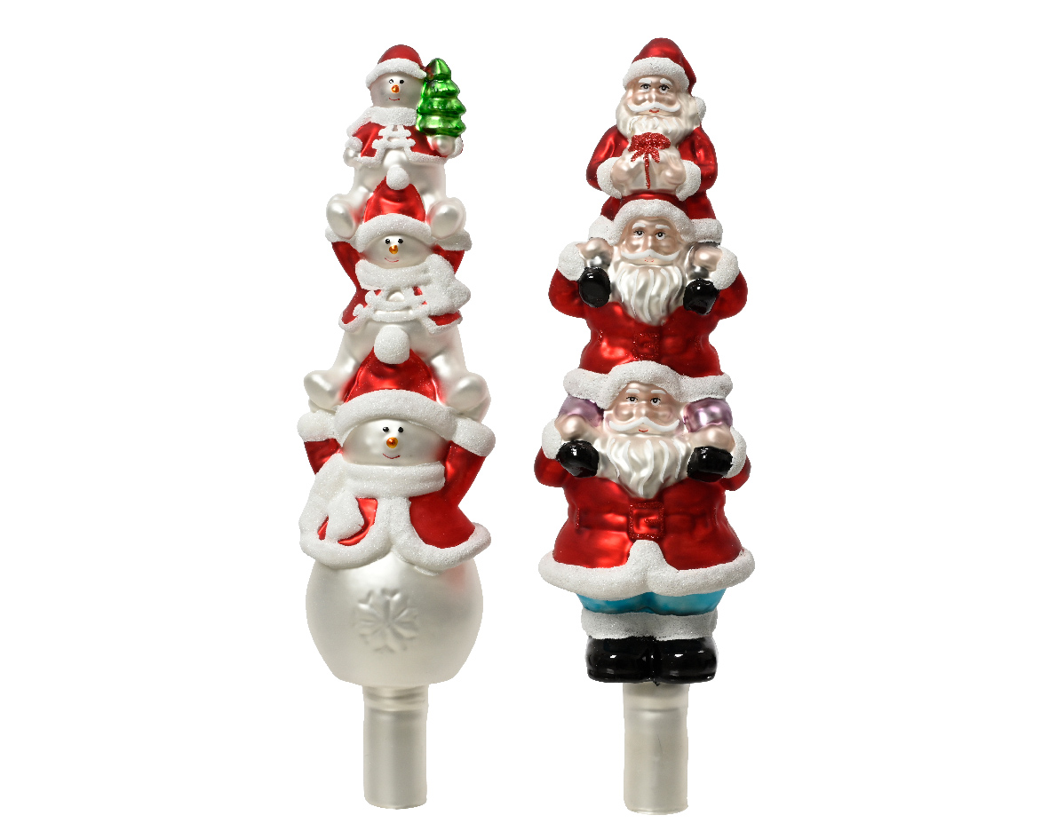 Christbaumspitze Glas 31cm 1 Stück sortiert - rot / weiß