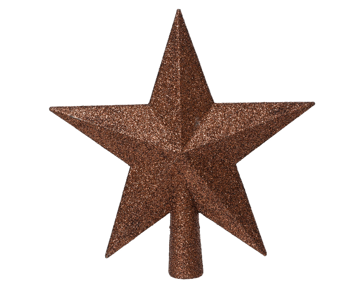 Christbaumspitze Stern mit Glitzer 19cm Kunststoff - Espressobraun
