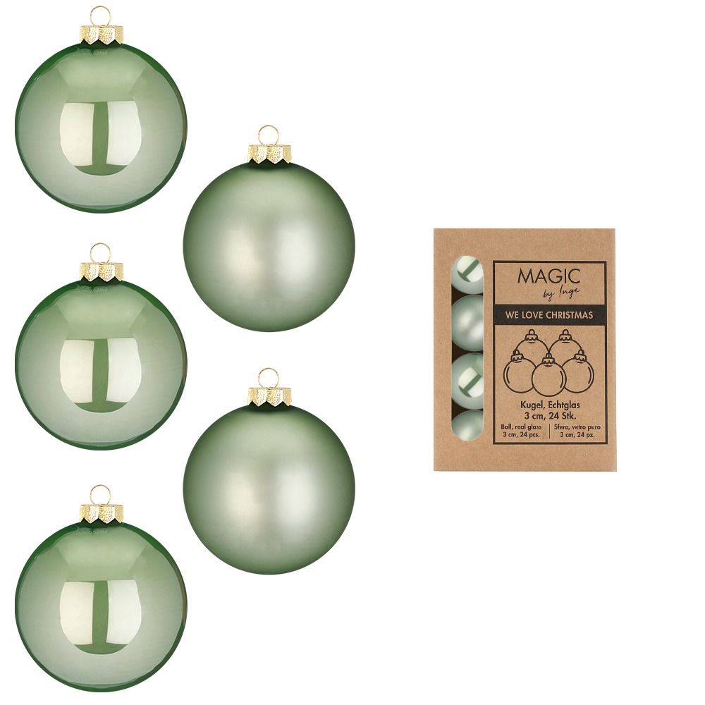 Weihnachtskugeln Glas 3cm 24 Stück - Mild Sage
