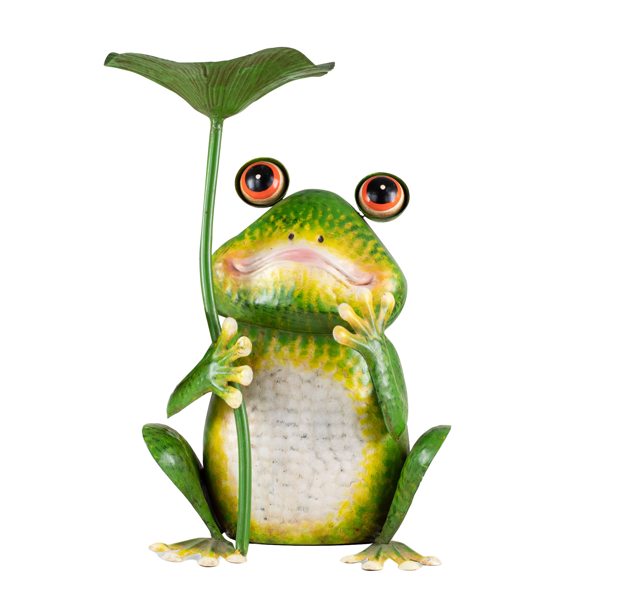 Frosch mit Schirm 20x30cm Metall Deko Figur Gartenfigur Grün / Gelb