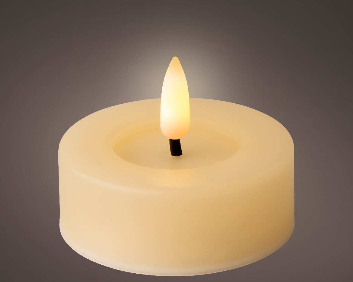 LED Teelichter 6,5x5cm mit Timer Outdoor 2 Stück Creme / Warmweiß