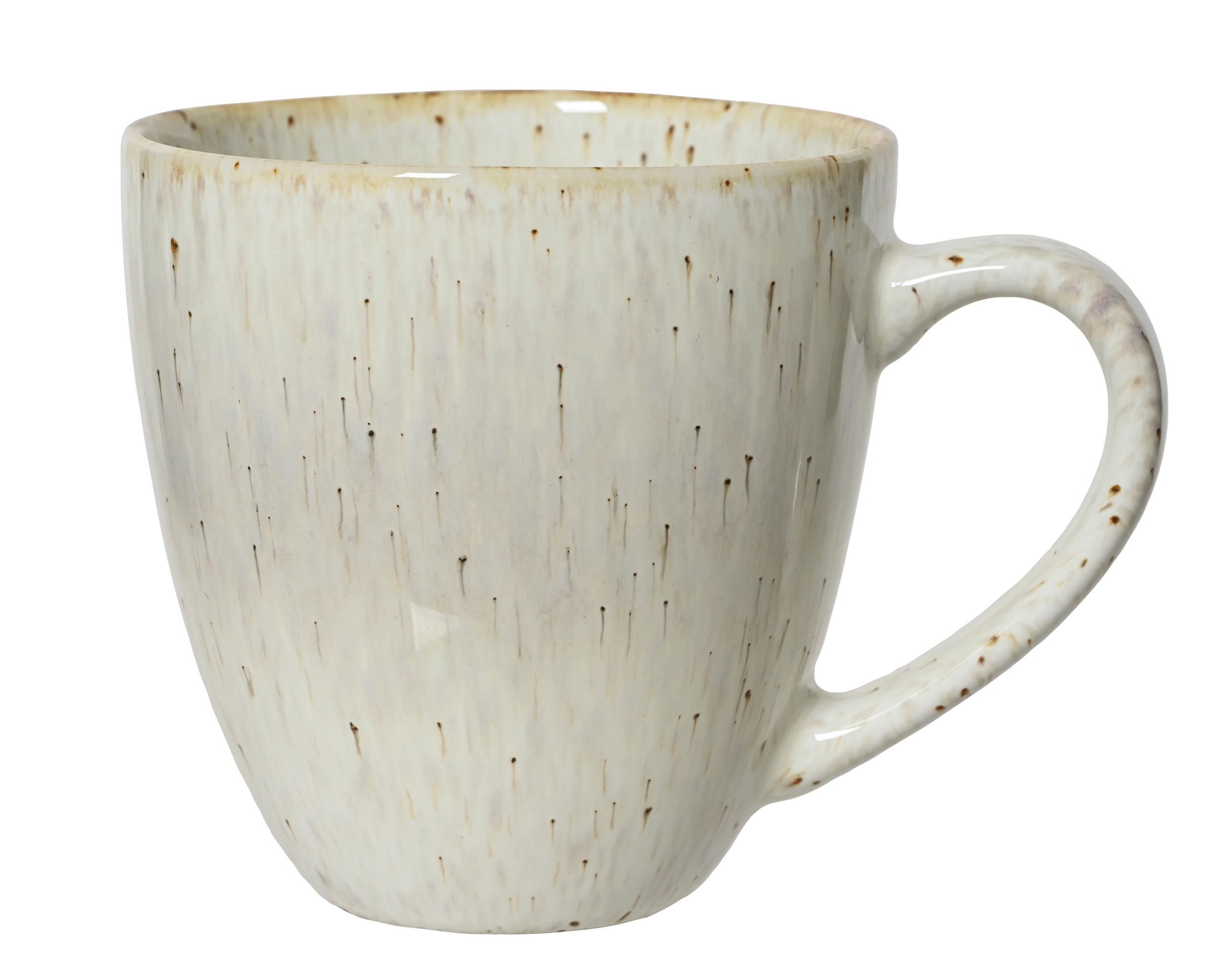 Tasse Steingut Becher mit Henkel 13cm Beige / Braun