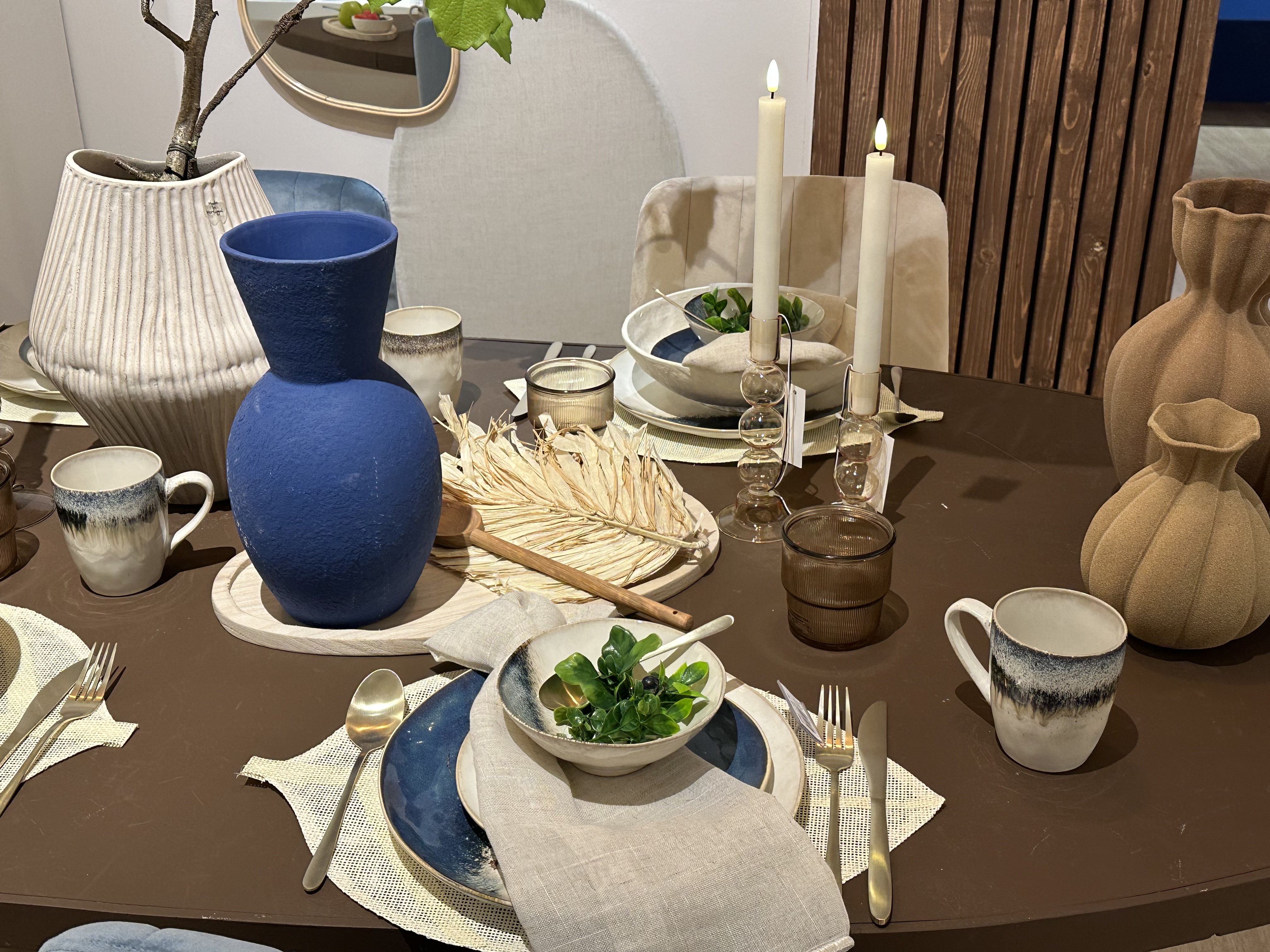 Frühstücksteller Steingut im Vintage Stil 20,5cm Blau / Weiß
