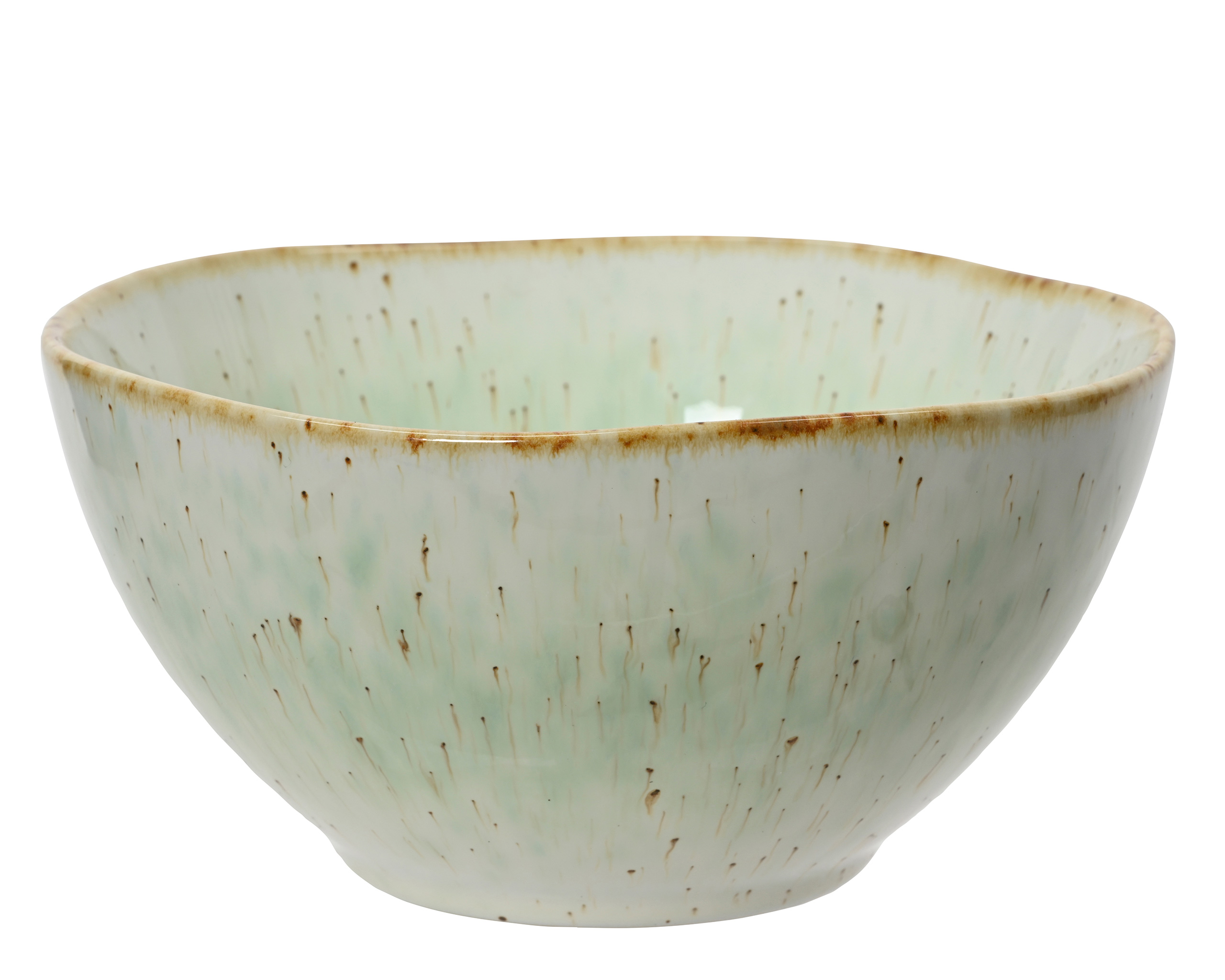 Keramik Schüssel Steingut im Vintage Stil 15x7cm Beige / Grün