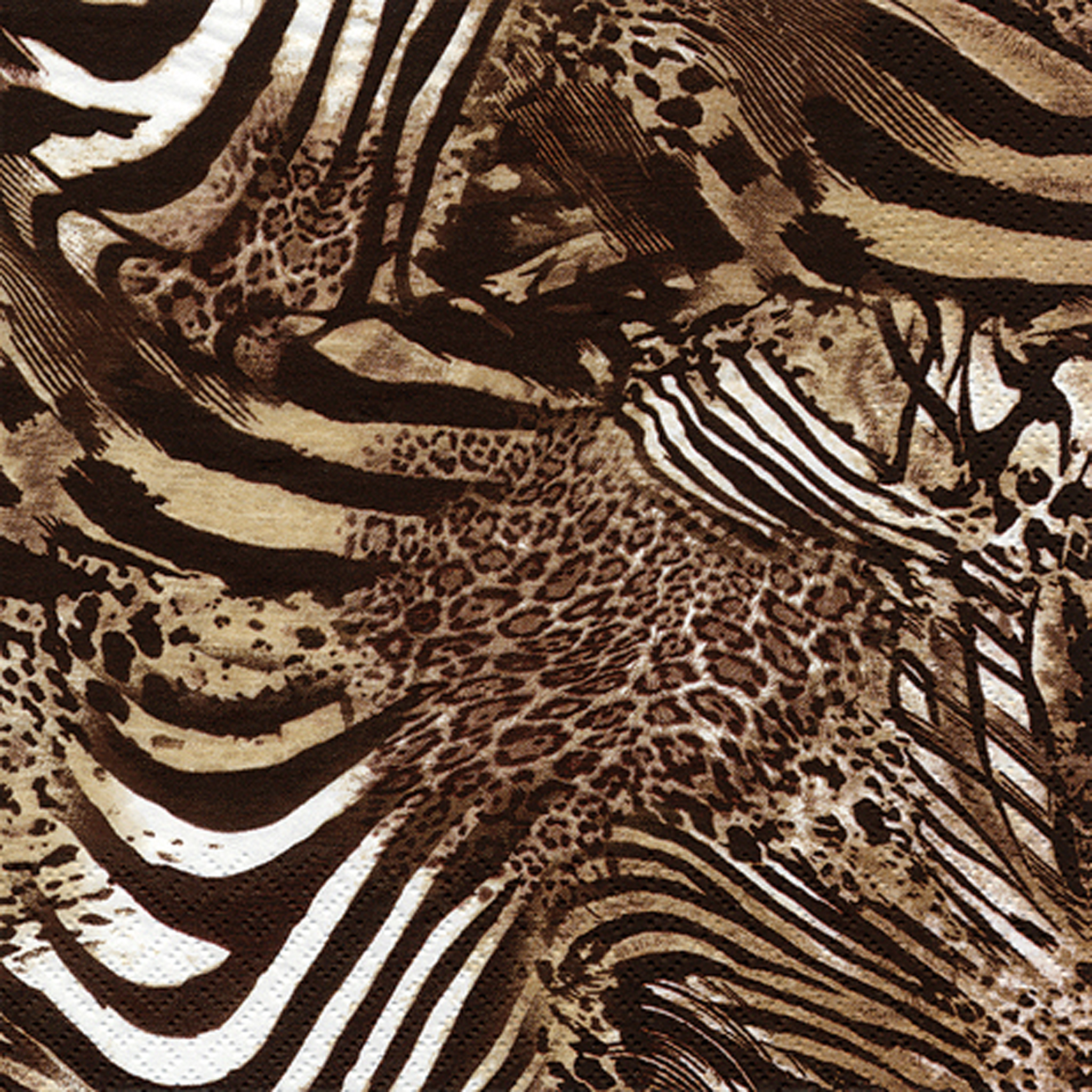 Servietten Papier 33x33cm 3-lagig Leopard & Zebra Muster 20 Stück Bunt