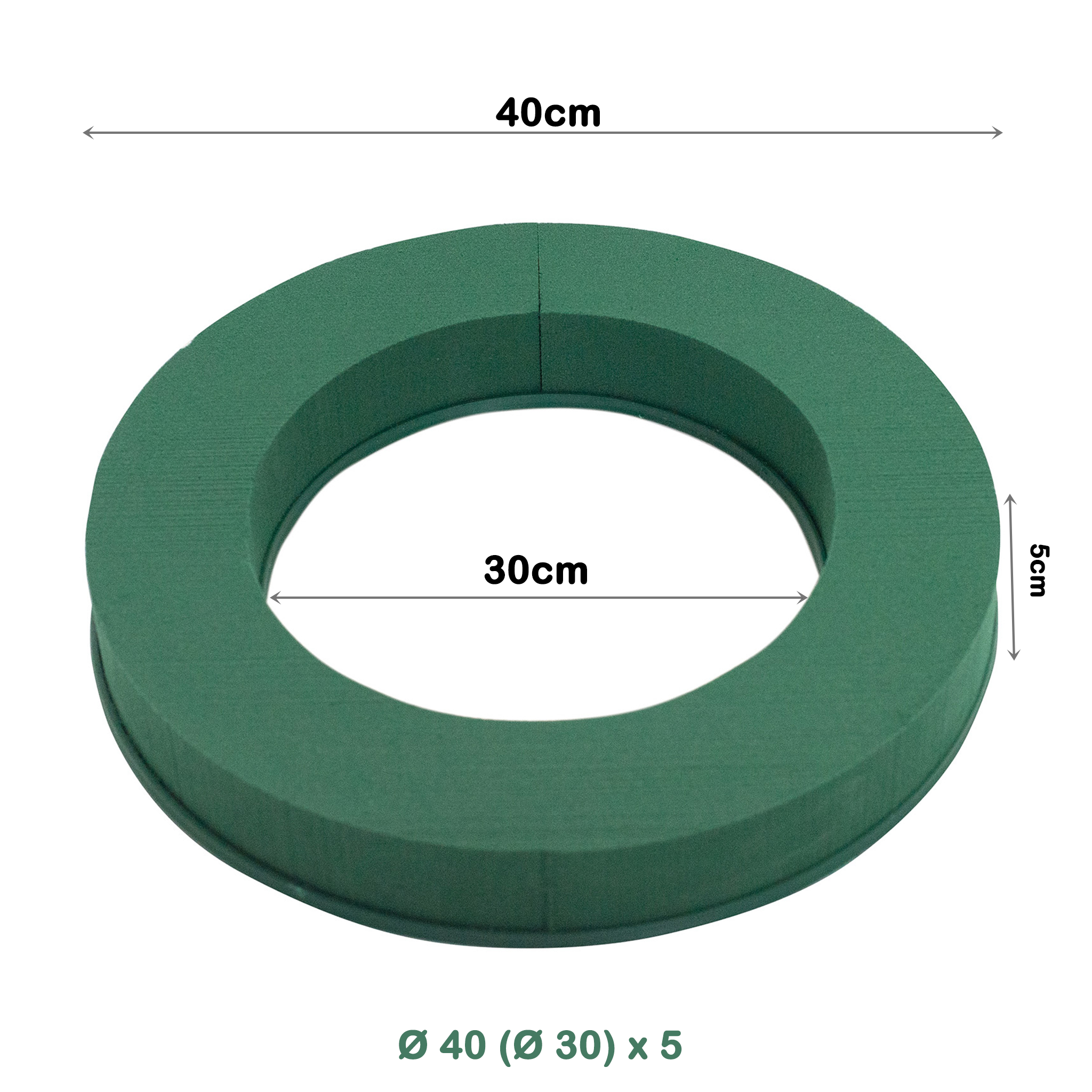 Nass Steckschaum Kranz 40cm mit ringförmiger Plastikunterlage 1 Stück