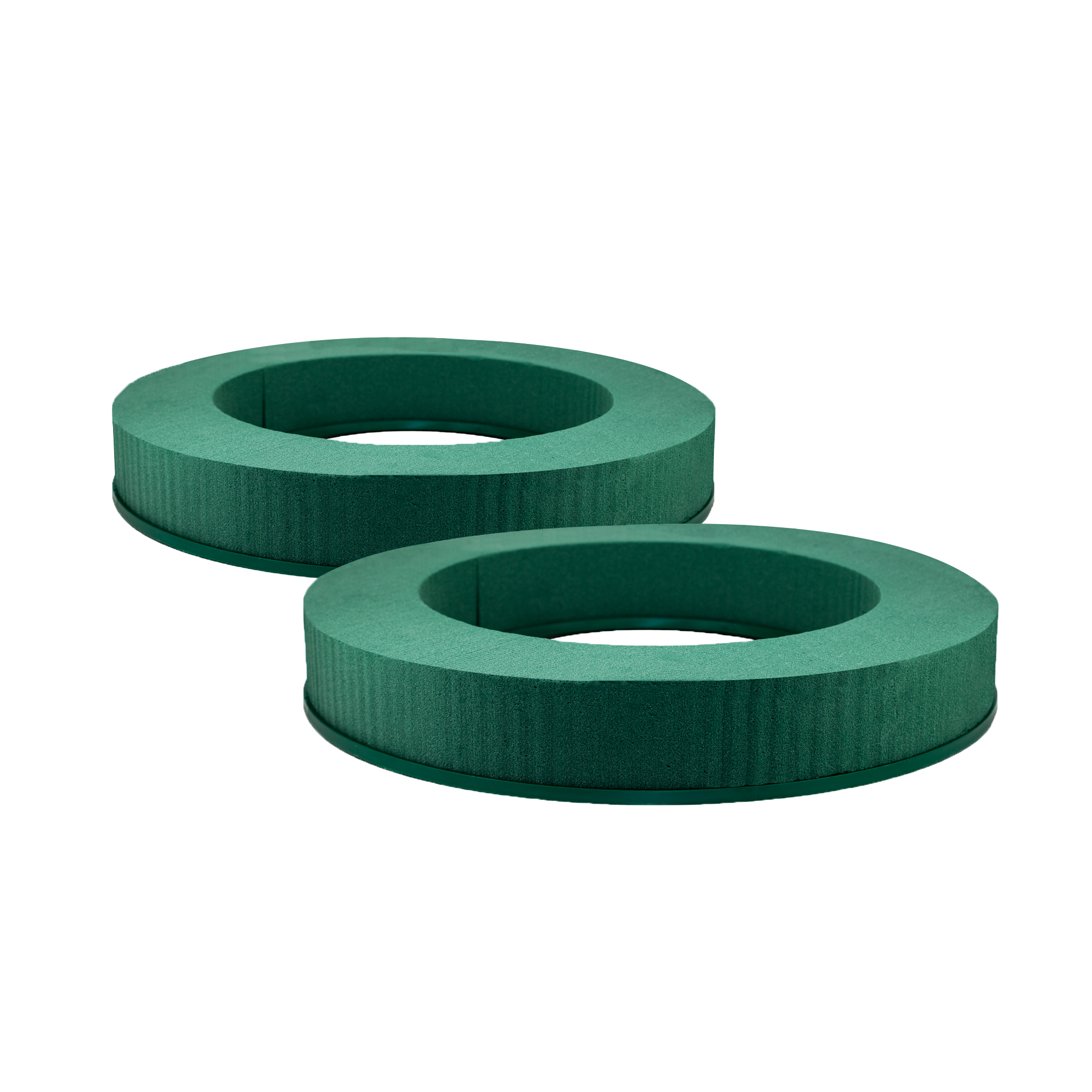 Nass Steckschaum Kranz 30cm mit ringförmiger Plastikunterlage 2er Set