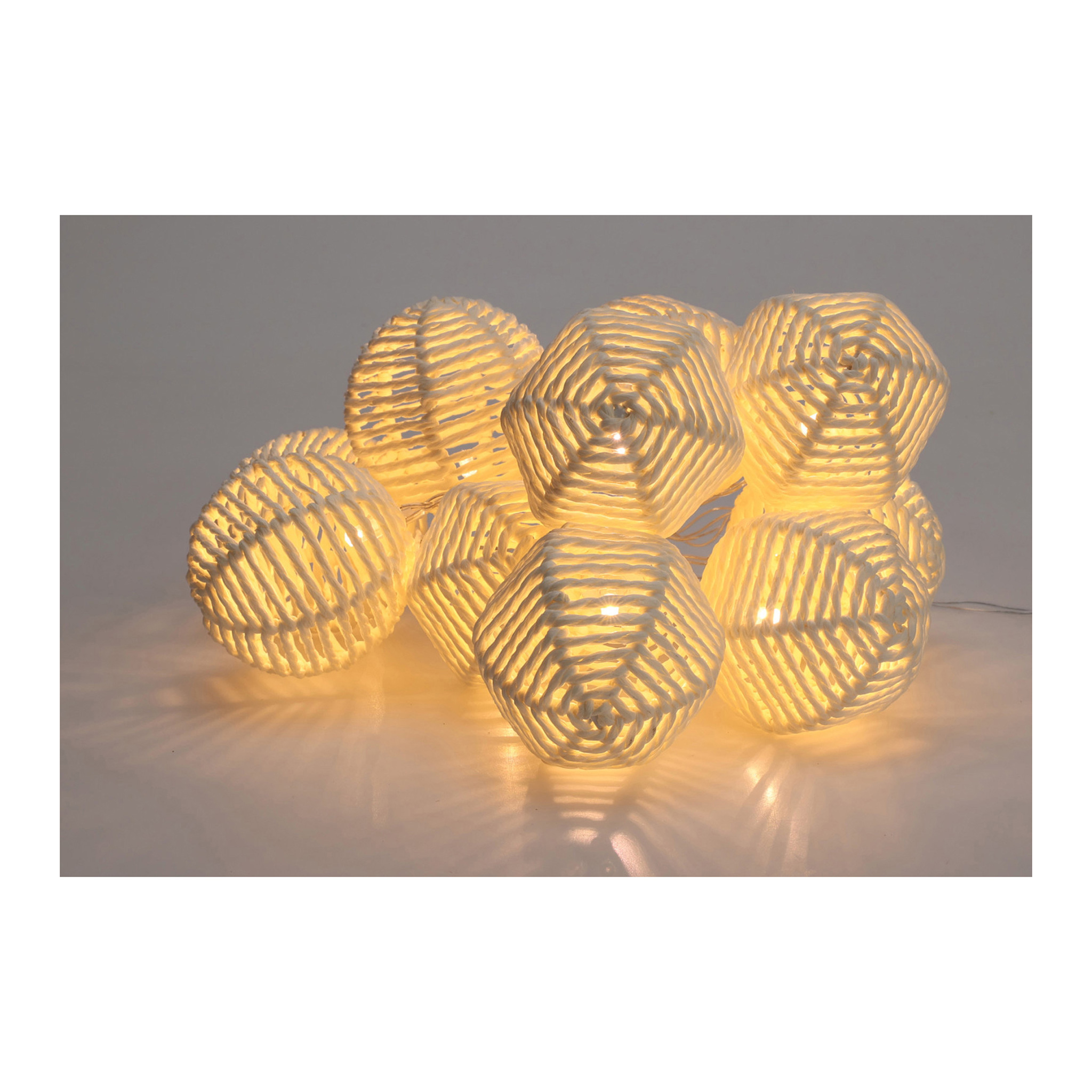 LED Lichterkette mit Batterie & Timer Kunststoff Kugeln 1,65m Warmweiß
