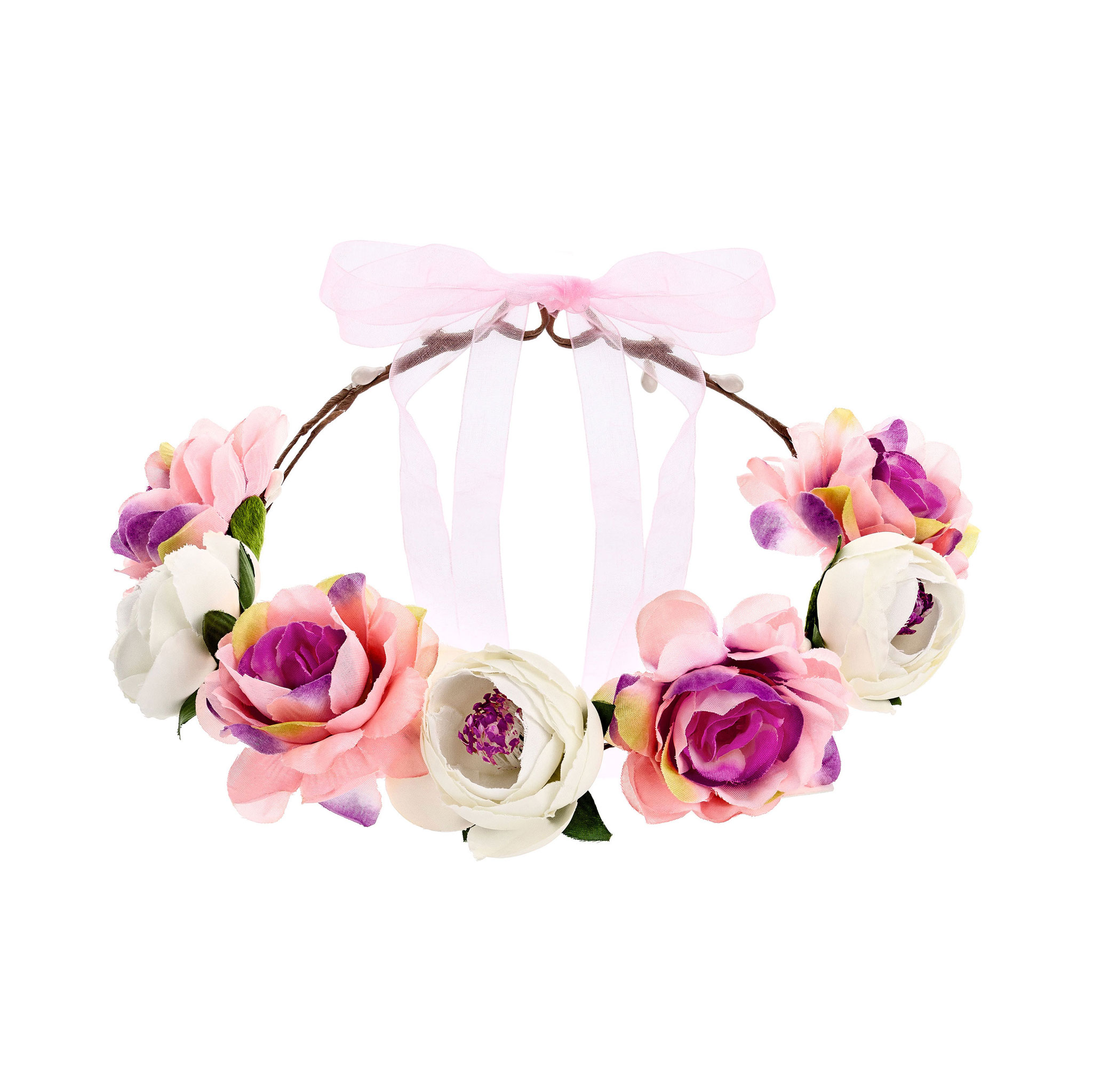 Blumenkranz für Haare 17cm Haarkranz mit Blumen Rosa / Pink