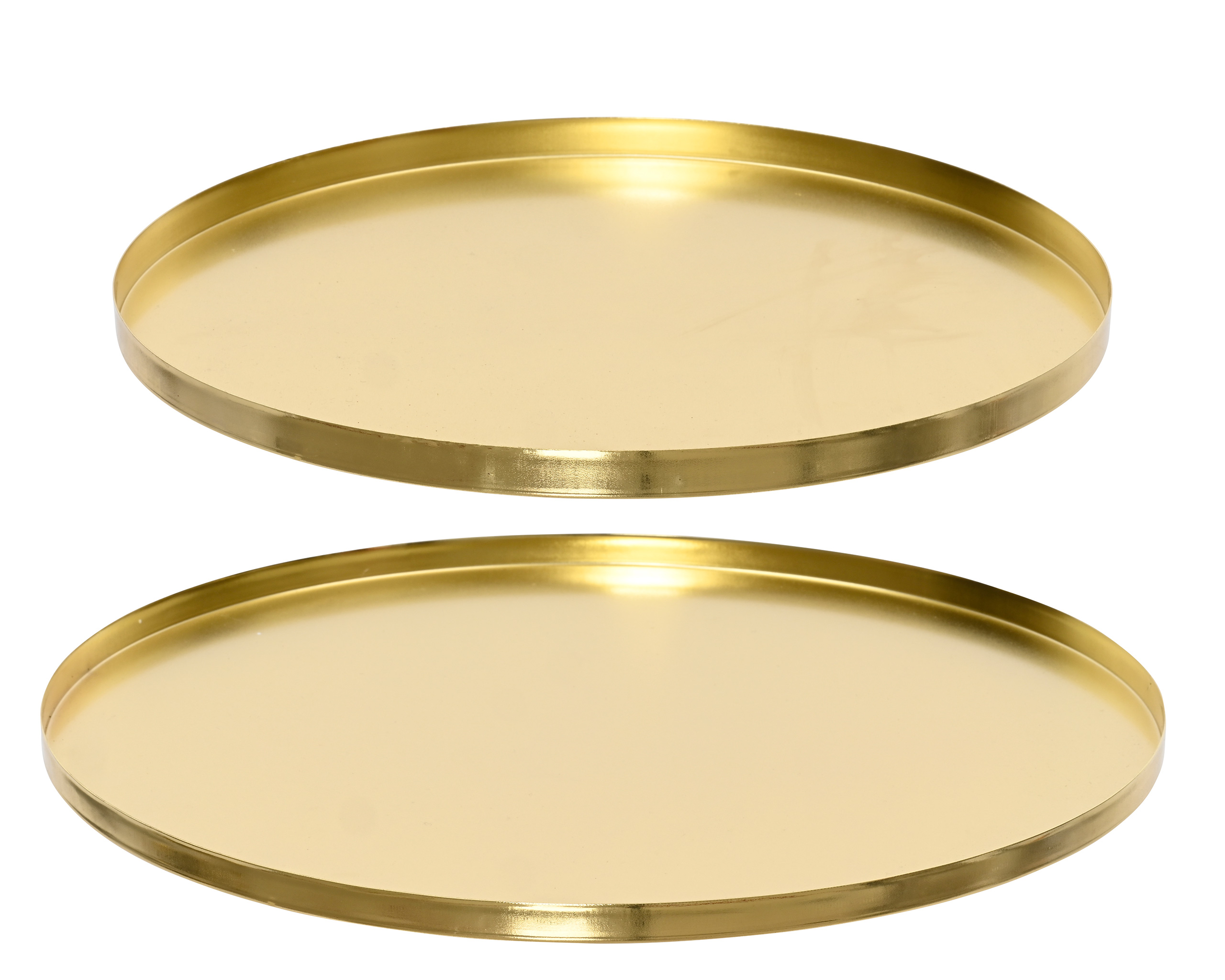 Dekoratives Tablett rund 30-35cm Metall glänzend 2er Set - Gold