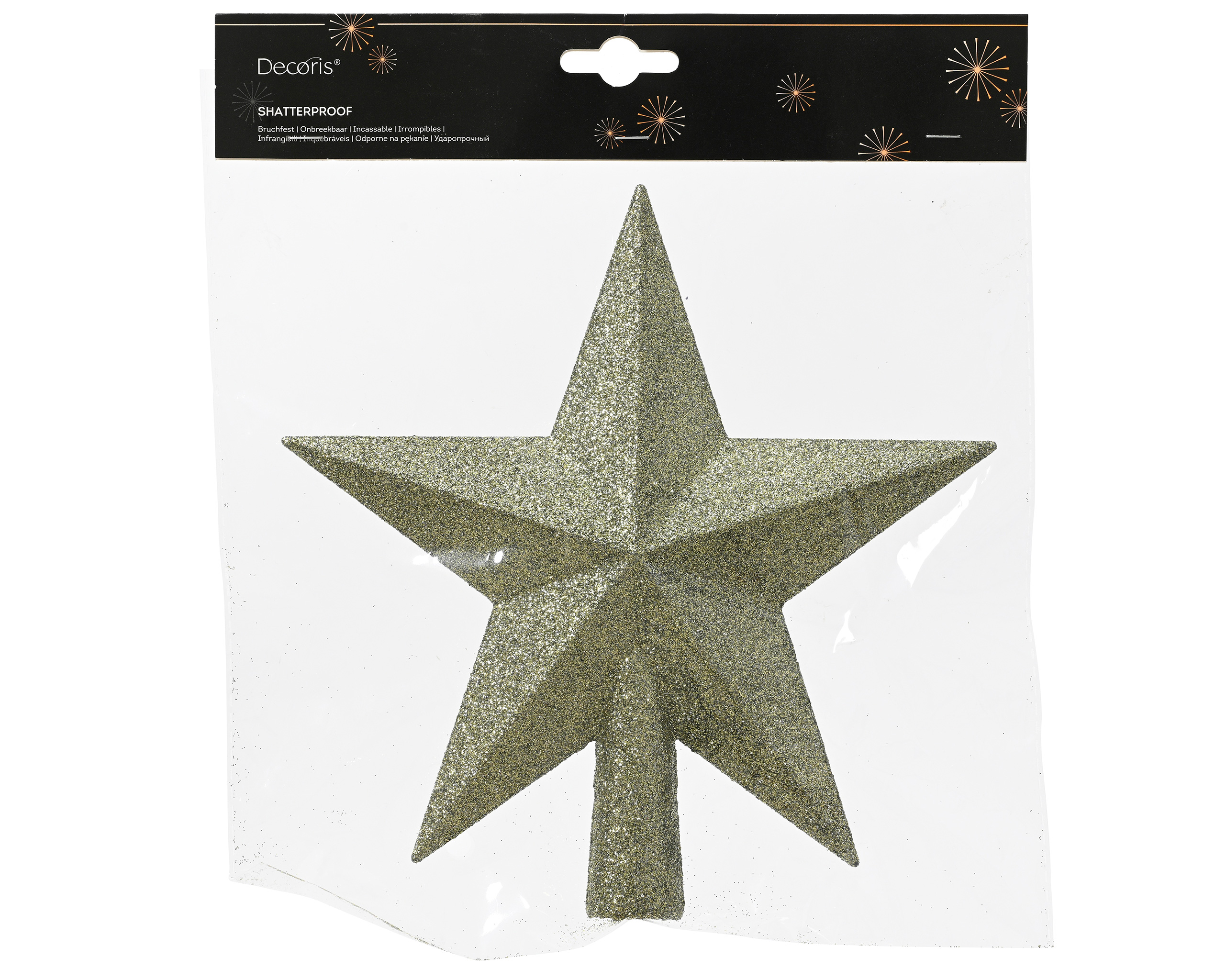 Christbaumspitze Stern mit Glitzer 19cm Kunststoff - Rosmarin
