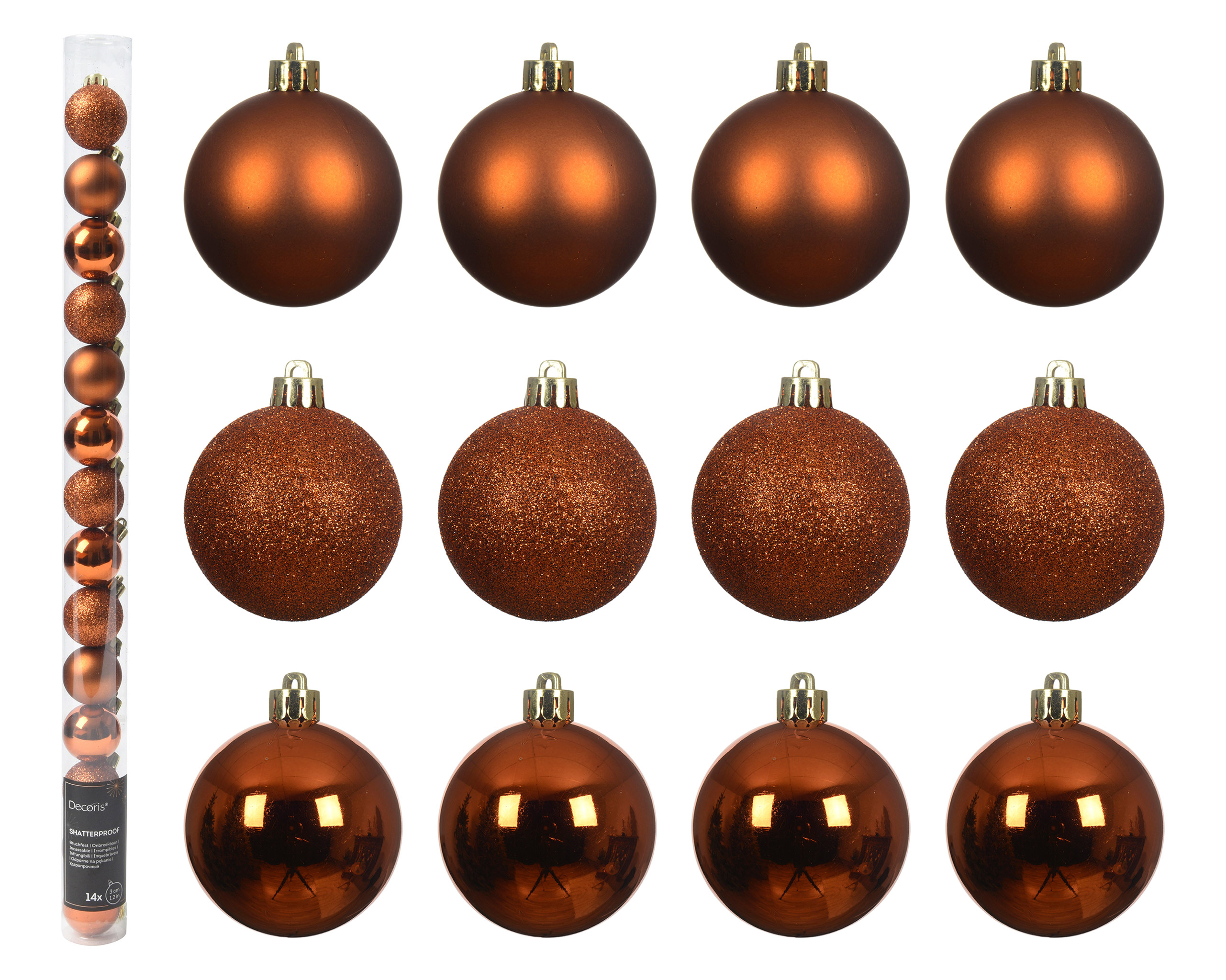 Weihnachtskugeln Kunststoff 3cm 14er Set - Warm Orange