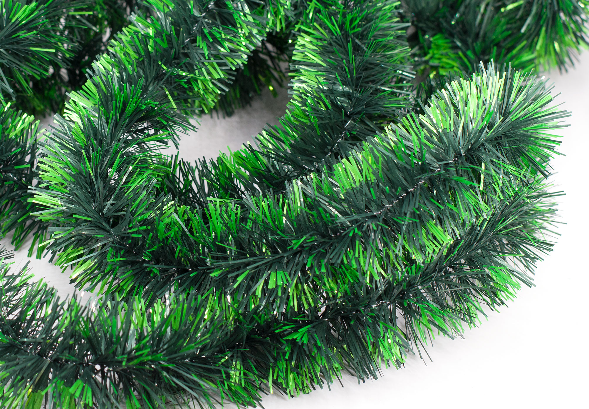 Weihnachtsgirlande Lametta 5cm x 3m Dunkelgrün matt / Hellgrün